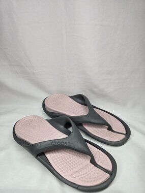 Crocs Unisex Athens Sandal Size  Womens 7/Mens 5 Pink/Grey Thong Flip Flops